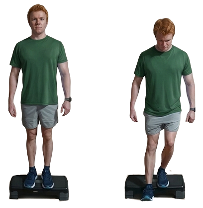 Front step heel tap balance exercise